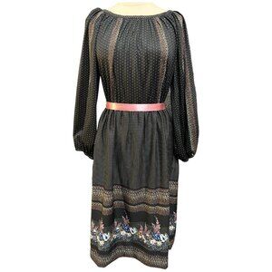 Lovely vintage black and multicolor floral dress